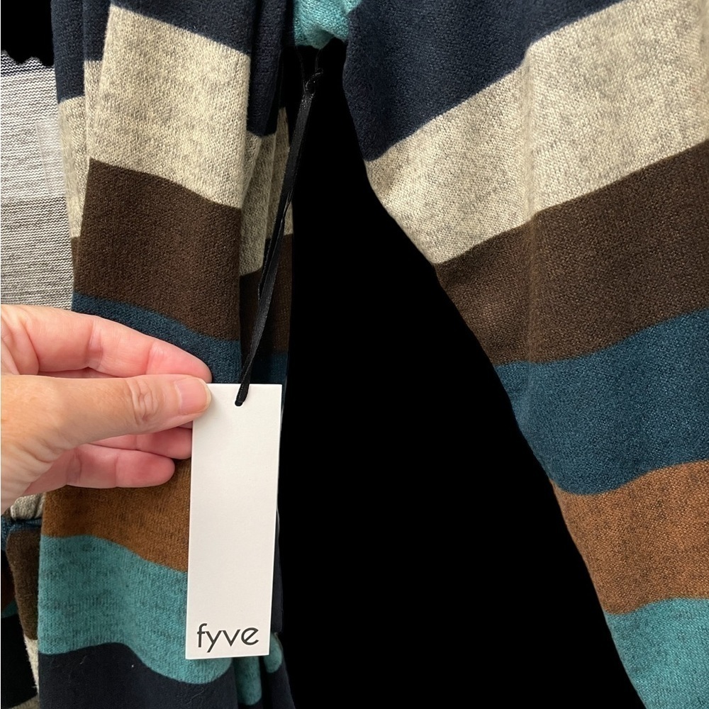 FYVE NWT Striped Tie Front Cardigan Duster XL Lightweight Open Front - Picture 4 of 4